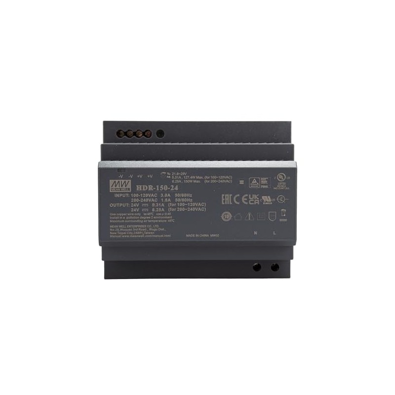 Mean Well HDR-150-24 DIN Rail Power Supply (DIN-Rail) 24 V/DC