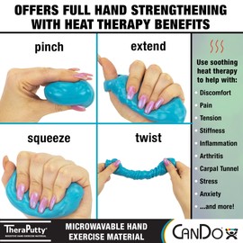 CanDo 300869 Microwavable TheraPutty Exercise Material, Blue, Firm, 6oz