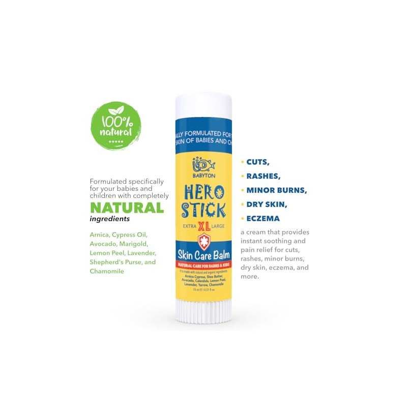 Babyton Hero Stick Skin Care Balm - Natural Soothing Ingredients