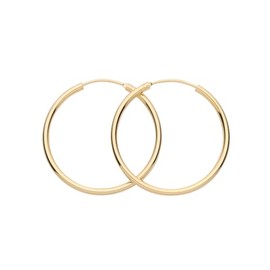 Old English Jewellers 9ct Yellow Gold on Silver 30mm Plain Basic Sleeper Hinged Hoop Earrings- Sterling Silver with Gold Overlay - Ladies Women Girls Everyday Jewellery