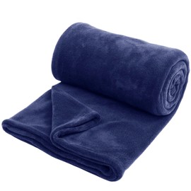 Haffa Fleece Blanket and Throws 400 GSM Fluffy Sofa Throw Blanket - Extra Soft Cozy Blankets for Bed Versatile Warm Throws for Sofas and Couch Throw/Single, Navy, 130x150cm
