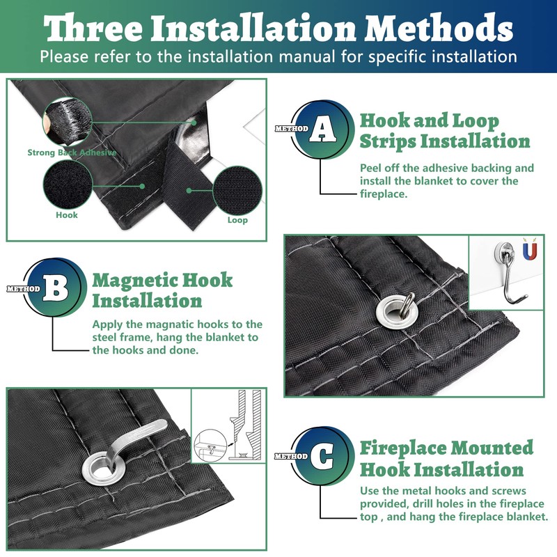 Magnetic Fireplace Covers Indoor for Insulation, Fireplace Draft Stopper Blanket