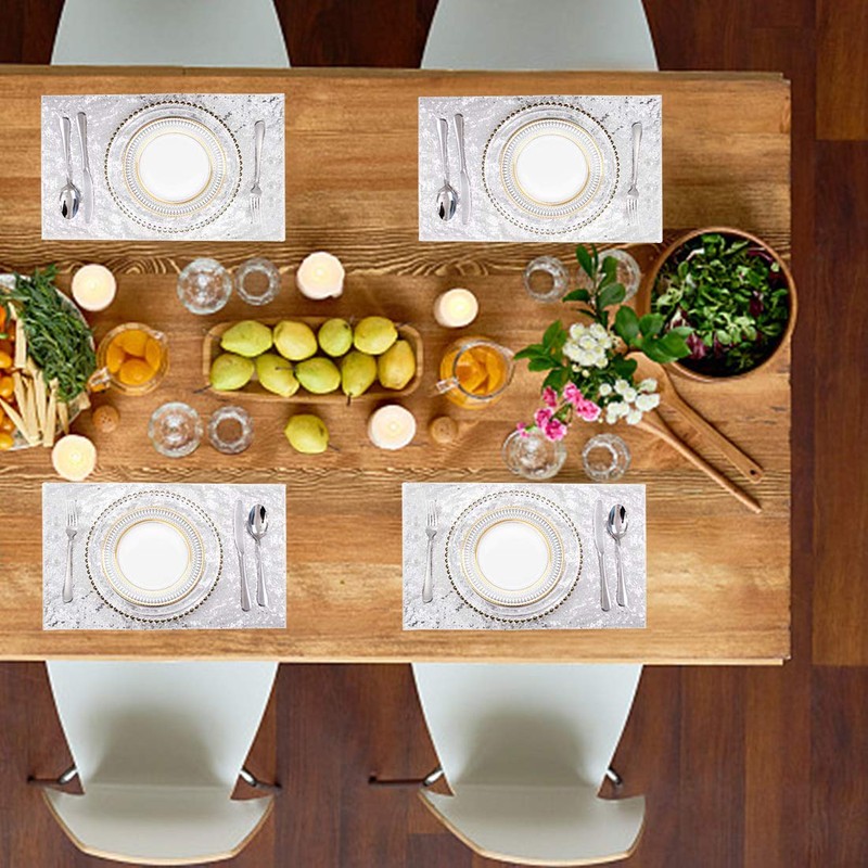 Sequin Placemats Set of 6, Heat-Resistant Dining Table Mats, Stain-Resistant