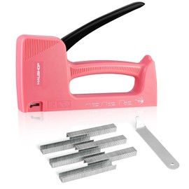 HAUSHOF Light Duty Staple Gun, Upholstery Staple Gun with 800PCS JT21 Staples and Stapler Remover, Fits JT21 Staple of 1/4'', 5/16'' & 3/8'', Used for Wood, Classroom, Crafts, DIY, Decoration (Pink)