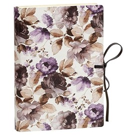 Italian Leather Journal Violet Peony Bouquet Lined Journal