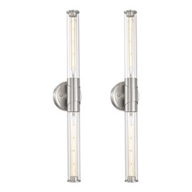 Modern Wall Sconce Set of 2, HWH Brushed Nickel Sconces Wall Lighting, 2-Light Bathroom Vanity Lights Over Mirror, 27'' Vanity Light Bar Vertical and Horizontal, 5HZG105B-2 BN