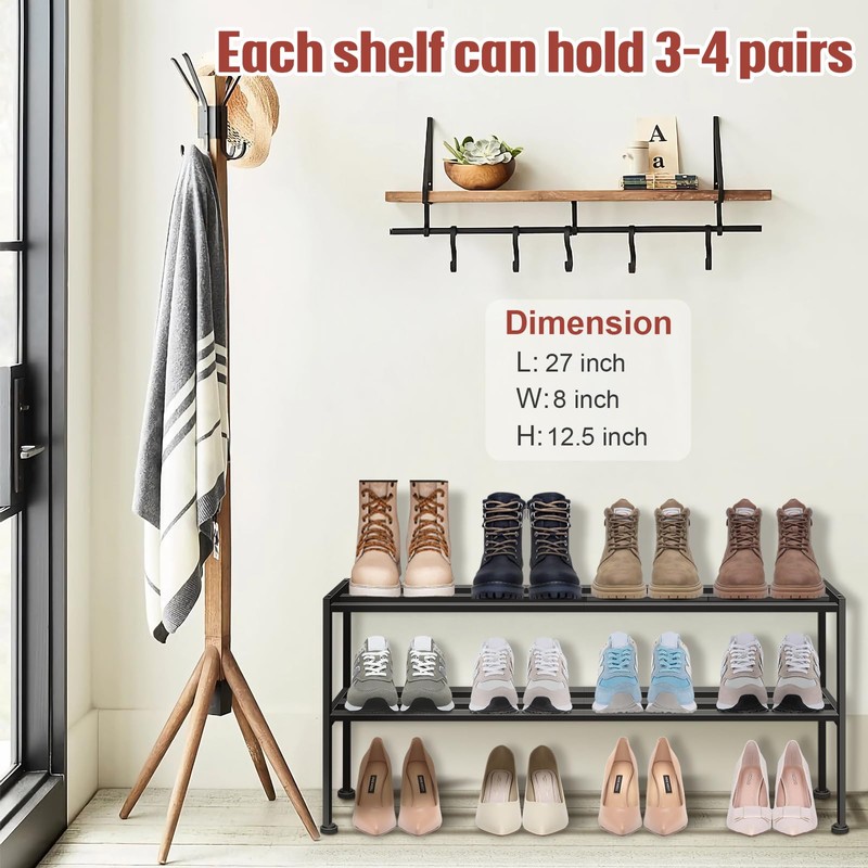KEETDY Heavy Duty Shoe Rack for Closet Entryway, Stackable Shoe