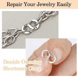 Amabro Pack of 5 Double Opening Lobster Clasps, Stainless Steel Necklace Bracelet Shortener, Metal Clasps, Clasps for Necklace Clip, Bracelet Connectors (Silver)