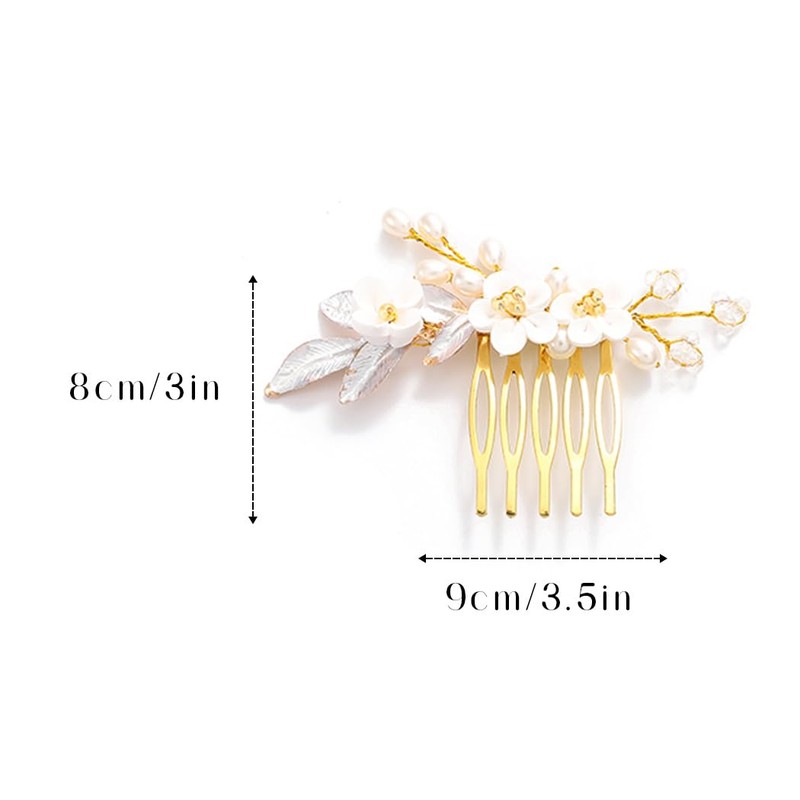 Asooll Bride Wedding Hair Comb Gold Flower Hair Pieces Pearl