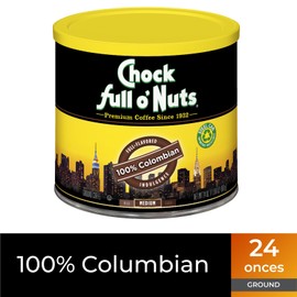 Chock Full o’Nuts Colombian Ground Coffee, Medium Roast, 24 Ounce