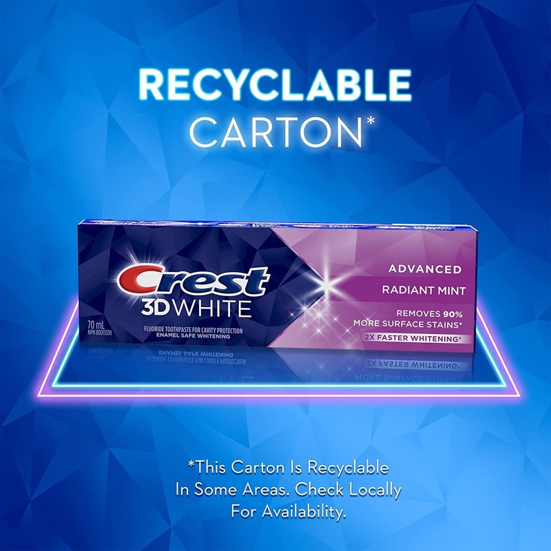 Crest 3D White Toothpaste Advanced Whitening Radiant Mint, 280 mL