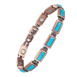 EnerCoppeX Copper Magnetic Bracelet for Women - Turquoise Jewelry with 3500 Gauss Magnet (COB-0170)