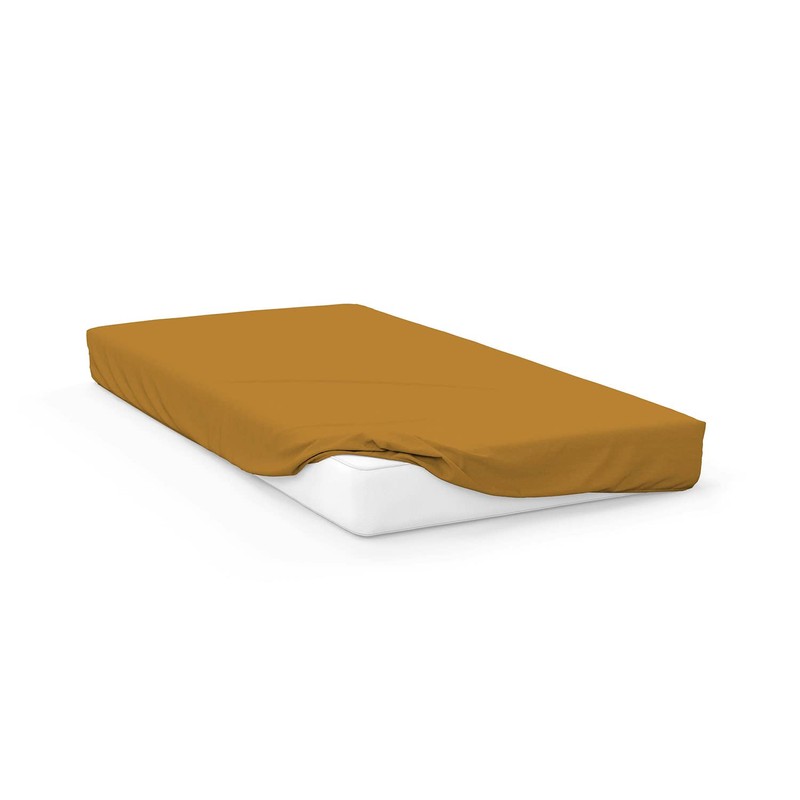 Soleil d'Ocre Cotton Fitted Sheet, Yellow, 140 x 190 cm