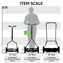 Great States 415-16 16-Inch Reel Mower Standard Full Feature Lawn Mower with T-Style Handle and Heat Treated Blades