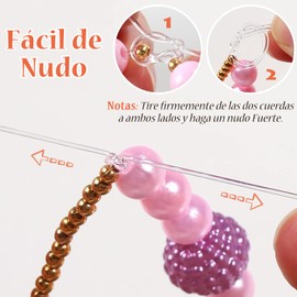 Cuerda de Pulsera de 0.5MM, Hilo de Elástico Transparente para Pulseras, Cordón Elástico para Abalorios, 2 Rollos(100M), para Joyería, Collares, Pulseras, Cordón para Collar