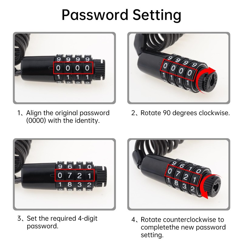 Windance Retractable Stroller Lock, Helmet Luggage Lock Cable, Stainless Steel