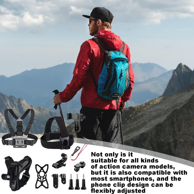 Action Camera Accessories Kit | Cam Accessories Chin Brace Chest