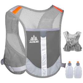 Tyuodna Ultralight Running Backpack, Hydration Backpack Running, Trail Running Backpack, Running Vest Men and Women, Hydration Pack Bicycle Backpack for Outdoor Sports, Running, Hiking (Grey + 2 Water