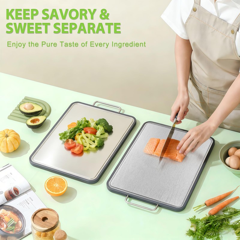 ANYZONE Stainless Steel Cutting Board for Kitchen, 17" x 11"