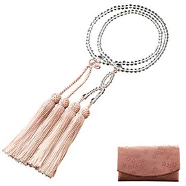 Kyoto Buddhist Altar Prayer Beads, Jodo Shinshu Buddhist SW-073 Kyoto Prayer Beads (8 inches / 2 inches / 2 Colors / White Cherry Blossom / White / White / Women's) Formal Style [Prayer Bag Set]