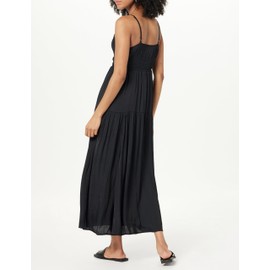 The Drop Women's Tavia Tie-Front Tiered Maxi Dress, Black, M
