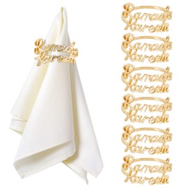 BOFUNX 6 Pieces Napkin Rings Ramadan Kareem Gold Napkin Buckle Metal Napkin Rings for Ramadan Kareem Eid Mubarak Party Decoration Table Decoration