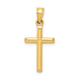 Jewelry Affairs 10k Real Yellow Gold High Polished Unisex Cross Pendant Charm,19x11mm