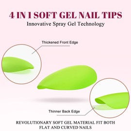 KQueenest Neon Green Gel Nail Tips - 300 Pcs Christmas Press on Nails Short Almond, Pre-applied Tip Primer Acrylic Fake Nails Kit, Vibrant Pre-Colored Gel Tip Nails, False Nails Extensions for Women