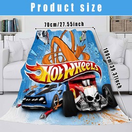 CHENGLI Monster Truck Blanket Cars Blanket Super Soft Warm Blue Monster Truck Throw Flame Design Soft Warm Flannel Blankets for Couch Sofa Bedroom Camping Travel 70 * 100cm