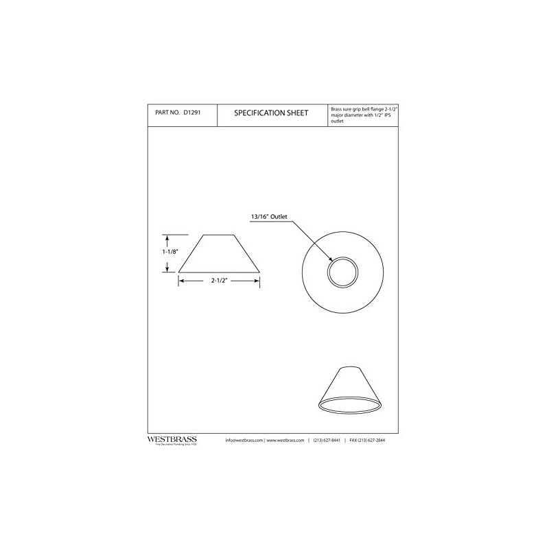 Westbrass BELL1PB Elizabethan Classics 1/2" Solid Brass IPS Bell Flange,