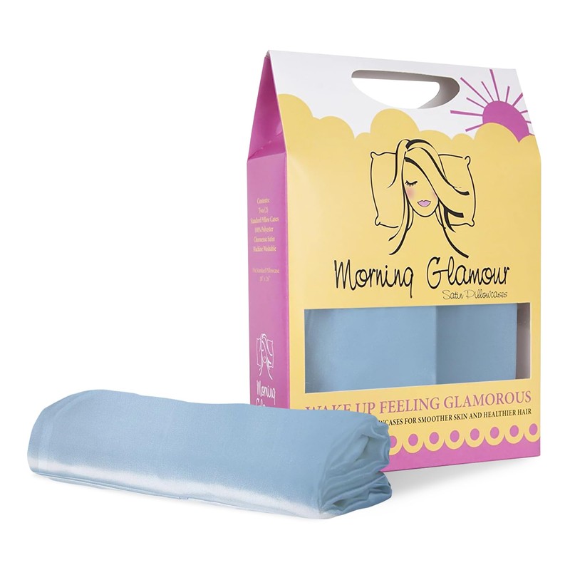 Morning Glamour 2 Pack Signature Box Pillowcases, Lt Blue