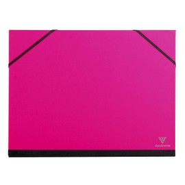 Clairefontaine - Ref 44806C - Art Folder with Elastic Straps Closure - Fuchsia Colour - Customisable Vellum Card Surface, Suitable for 24 x 32cm Sized Documents