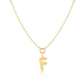 Jewelry Atelier Gold-Filled Initial Necklace for Women – Layered Initial Necklace with A-Z Pendant – 14k Gold-Filled Paperclip Chain– Cute Layered Gold Choker – Gold Jewelry for Women (F)