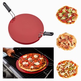 Pizza Grill 12" Non-Stick Ceramic Stone for Grill and Oven with Handles For Quick Serving Dishwasher Safe by Easylife Tech (12 Inch)