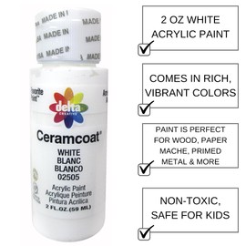 Delta Creative Ceramcoat Acrylic Paint in Assorted Colors (2 oz), 2505, White
