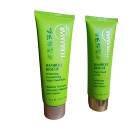 Terramar Bamboo Rescue, Exfoliante y Bálsamo Aclarador Nocturno para Manos, Kit de 2 Piezas, 80 g cada uno                                            