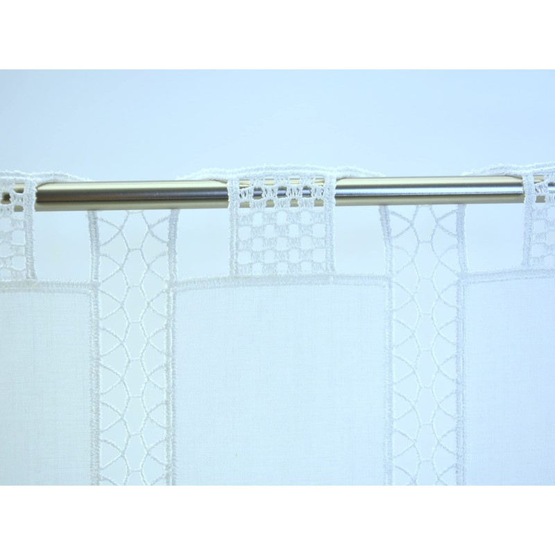 Clever-Kauf-24 Hardanger Bistro Curtain Embroidered White Height 60 cm