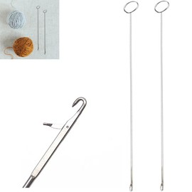 6pcs Sewing Loop Kit,Sewing Loop Turner Hook Metal Tweezers Long Loop Turner Tool with Latch,Threader Tool Kits Drawstring Threader Set, for Fabric Belts Strips DIY Knitting Accessories,17.7cm Long