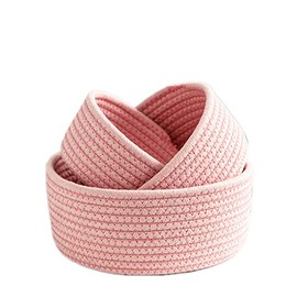 Duories 1 Stück Runden Aufbewahrungskorb Korb Baumwollseil Geflochten,Wickelkommode Organizer,Bad Organizer,Baby Spielzeug Organizer,für Babyzimmerr,Schlafzimmer,Wohnzimmer,Wäschekammer,Rosa,S