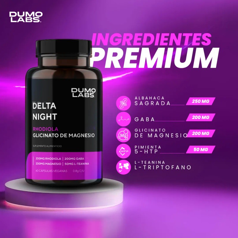 Dumo Labs Delta Night Rhodiola + Magnesio Gaba 60 Cápsulas