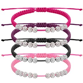 Quelay 4 Pcs Golf Score Counter Rhinestones 10 Beads Adjustable Golfer Bracelets Gifts for Women, Golf Stroke Counter Bracelets (Multicolor)