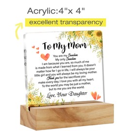 Mother Gift Grateful Mom Gifts From Daughter, Meaningful to My Mom You Are My Sunshine Desk Decor Acrylic Desk Plaque Sign With Wood Stand Home Desk Sign Keepsake Present