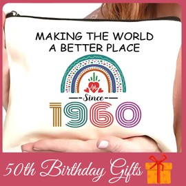 65th Birthday Gifts for Women, 65th Birthday Decorations Makeup Bags for Her, 65th 1960 Year Old Cosmetic Bags for Mum, Wife, Sister, Bestie, Best Friend, Travel Toiletry Bag
