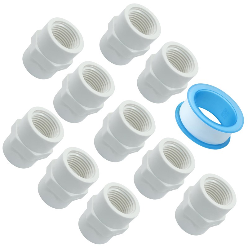 OSVJE 10Pcs PVC Pipe Fittings, 1/2 inch NPT Female Thread