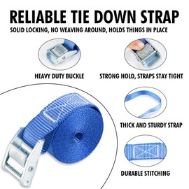 Cartman 1" x 12' Lashing Straps Up To 600lbs,4pk Blue