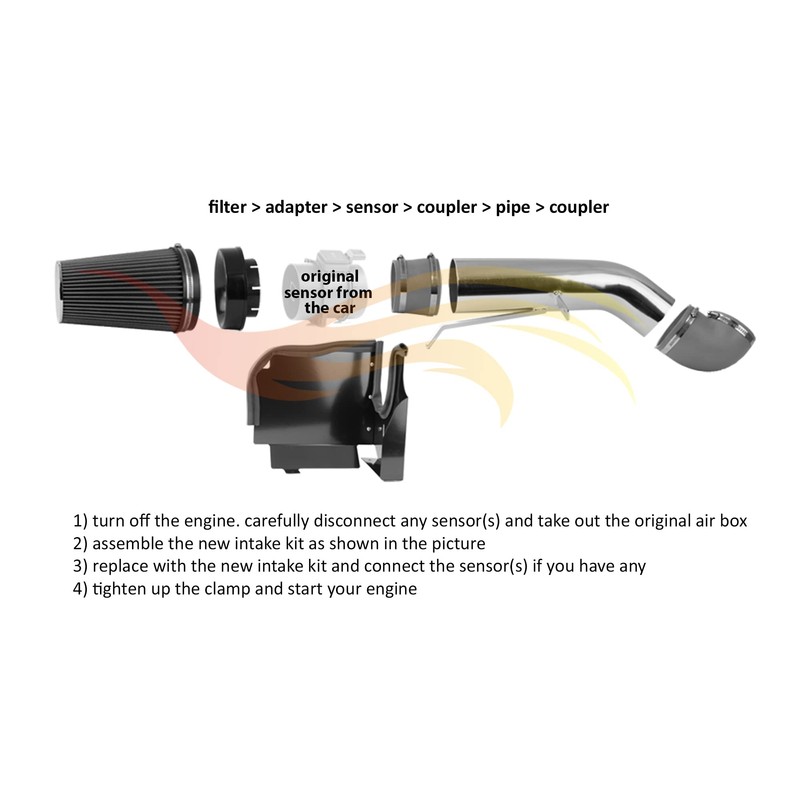 Cold Air Intake System with Heat Shield Kit + Filter