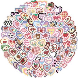 100pcs Mini Love Heart Stickers for Teens Adults Vinyl Waterproof Heart Label Decals Self Adhesive Love Stickers for Water Bottle, Laptop, Scrapbook, Journaling Supplies (Mini Heart)