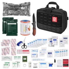 CVLIFE First Aid Kit Survival Emergency Kit with Tactical Pouch, Comprehensive Trauma Care - Ideal for Car, Camping, Hiking, Travel