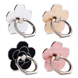4pcs Cell Phone Ring Stand,Cell Phone Ring Holder Flower,360 Rotate and 180°Angle Adjustable Metal Finger Ring Socket Grip Kickstand for Smartphones
