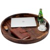 MAGIGO 22 Inches Extra Large Round Black Walnut Wood Ottoman